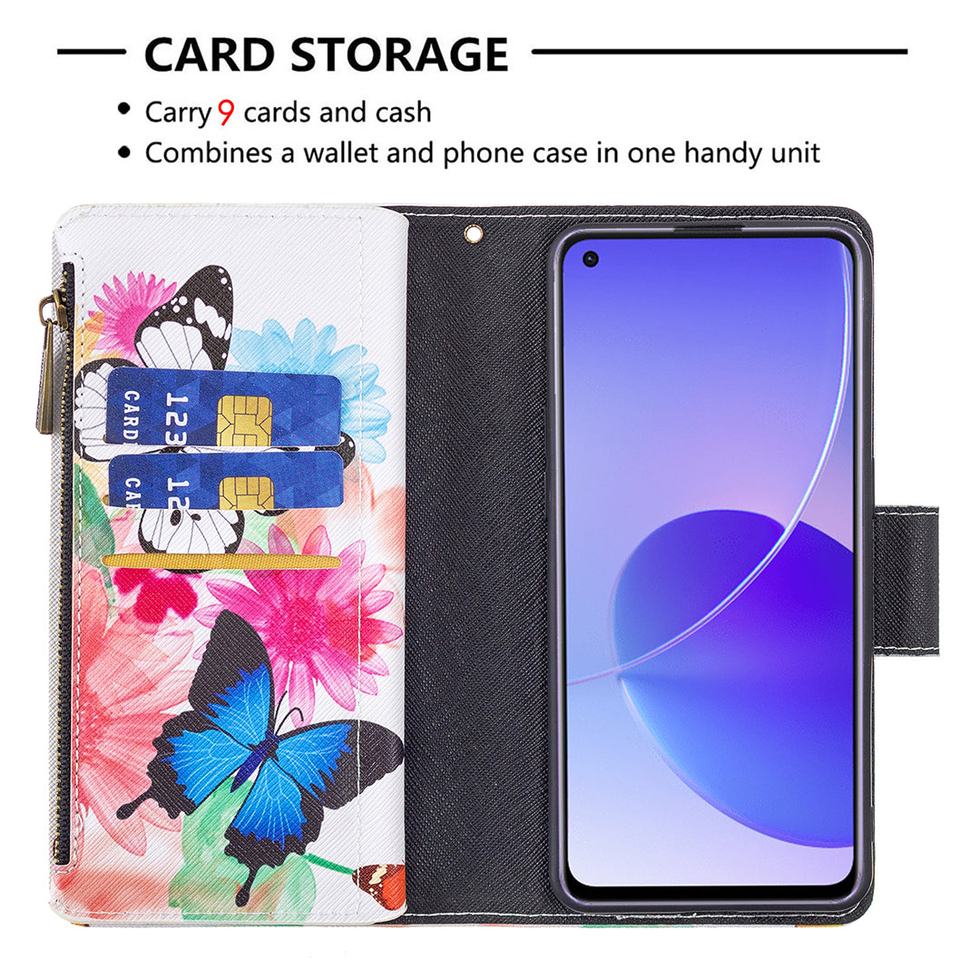 BF03 Zipper Wallet Design Leather Protective Phone Case with Stand for Oppo Reno6 5G