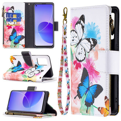 BF03 Zipper Wallet Design Leather Protective Phone Case with Stand for Oppo Reno6 5G