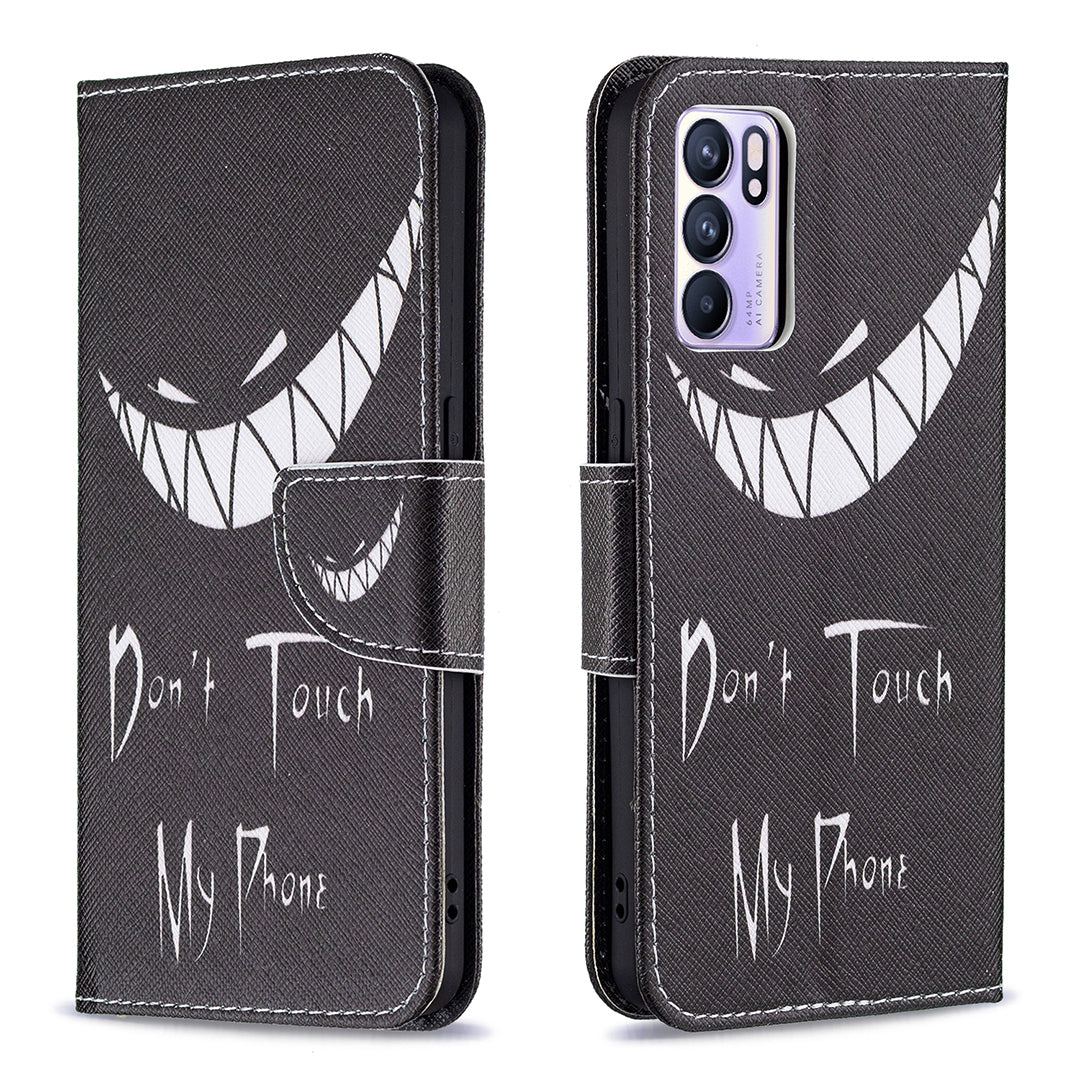 Pattern Printing Drop-Resistant Magnetic Leather Wallet Case with Stand for Oppo Reno6 5G