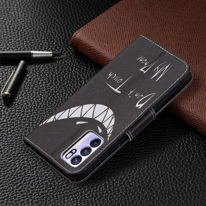 Pattern Printing Drop-Resistant Magnetic Leather Wallet Case with Stand for Oppo Reno6 5G