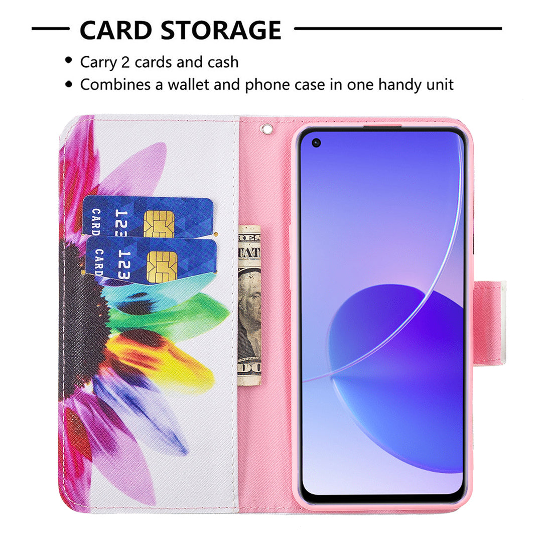 Pattern Printing Drop-Resistant Magnetic Leather Wallet Case with Stand for Oppo Reno6 5G