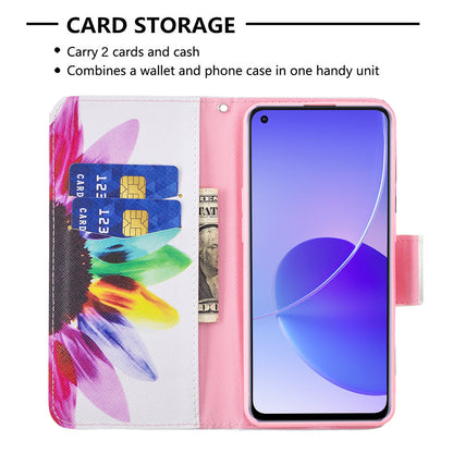 Pattern Printing Drop-Resistant Magnetic Leather Wallet Case with Stand for Oppo Reno6 5G