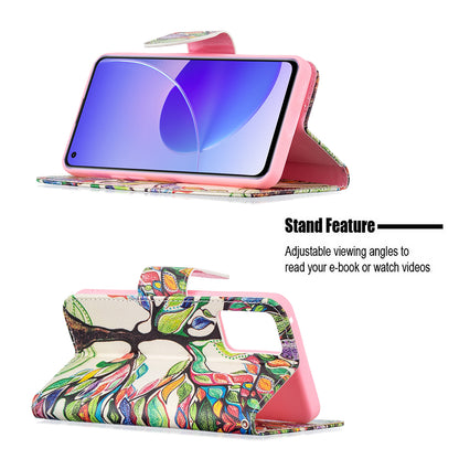 Pattern Printing Drop-Resistant Magnetic Leather Wallet Case with Stand for Oppo Reno6 5G