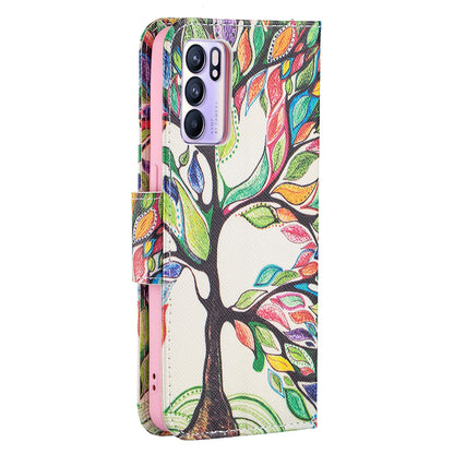 Pattern Printing Drop-Resistant Magnetic Leather Wallet Case with Stand for Oppo Reno6 5G