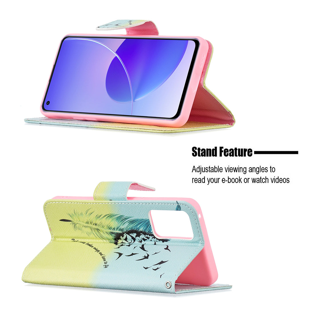 Pattern Printing Drop-Resistant Magnetic Leather Wallet Case with Stand for Oppo Reno6 5G