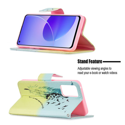 Pattern Printing Drop-Resistant Magnetic Leather Wallet Case with Stand for Oppo Reno6 5G