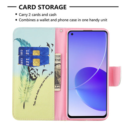 Pattern Printing Drop-Resistant Magnetic Leather Wallet Case with Stand for Oppo Reno6 5G