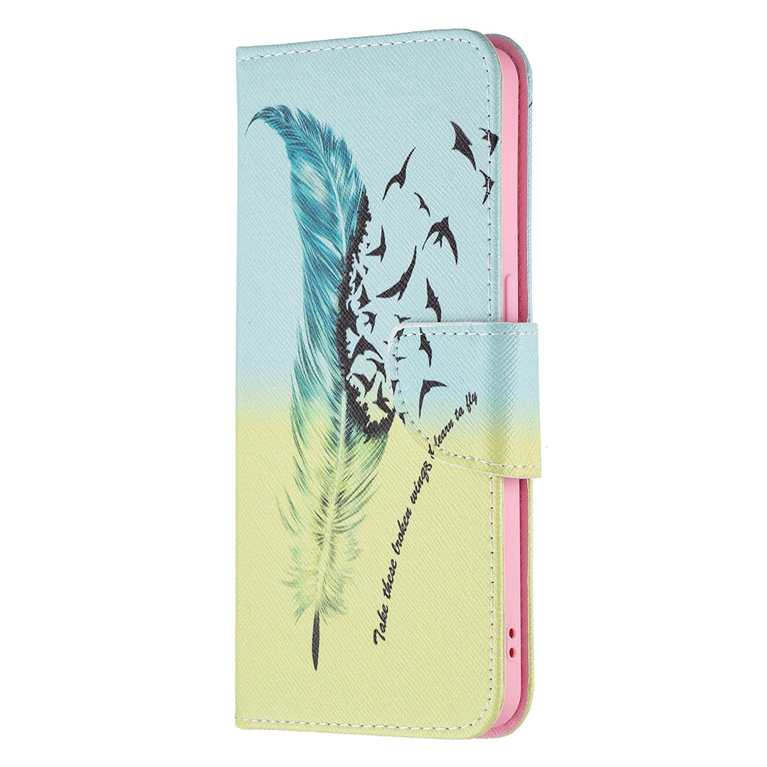 Pattern Printing Drop-Resistant Magnetic Leather Wallet Case with Stand for Oppo Reno6 5G