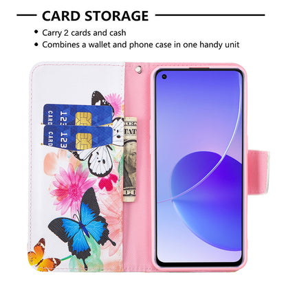 Pattern Printing Drop-Resistant Magnetic Leather Wallet Case with Stand for Oppo Reno6 5G