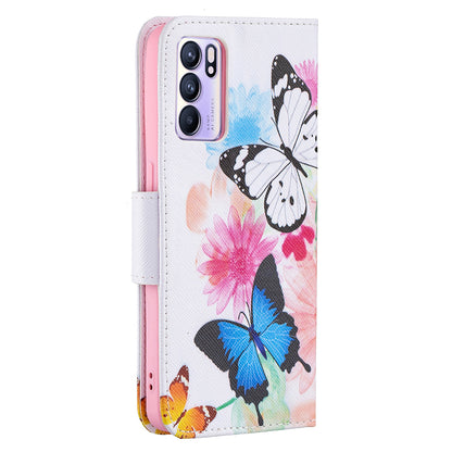 Pattern Printing Drop-Resistant Magnetic Leather Wallet Case with Stand for Oppo Reno6 5G