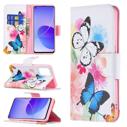 Pattern Printing Drop-Resistant Magnetic Leather Wallet Case with Stand for Oppo Reno6 5G