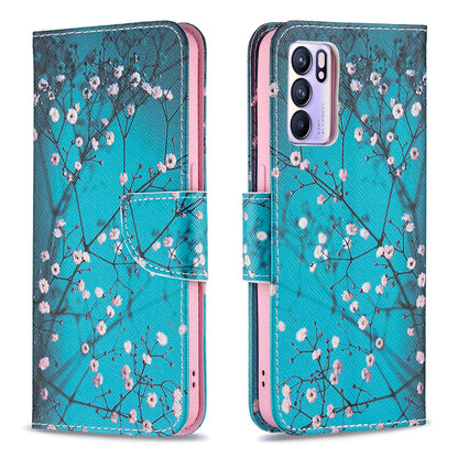 Pattern Printing Drop-Resistant Magnetic Leather Wallet Case with Stand for Oppo Reno6 5G