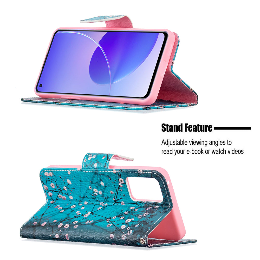 Pattern Printing Drop-Resistant Magnetic Leather Wallet Case with Stand for Oppo Reno6 5G