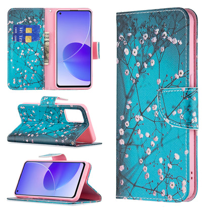 Pattern Printing Drop-Resistant Magnetic Leather Wallet Case with Stand for Oppo Reno6 5G