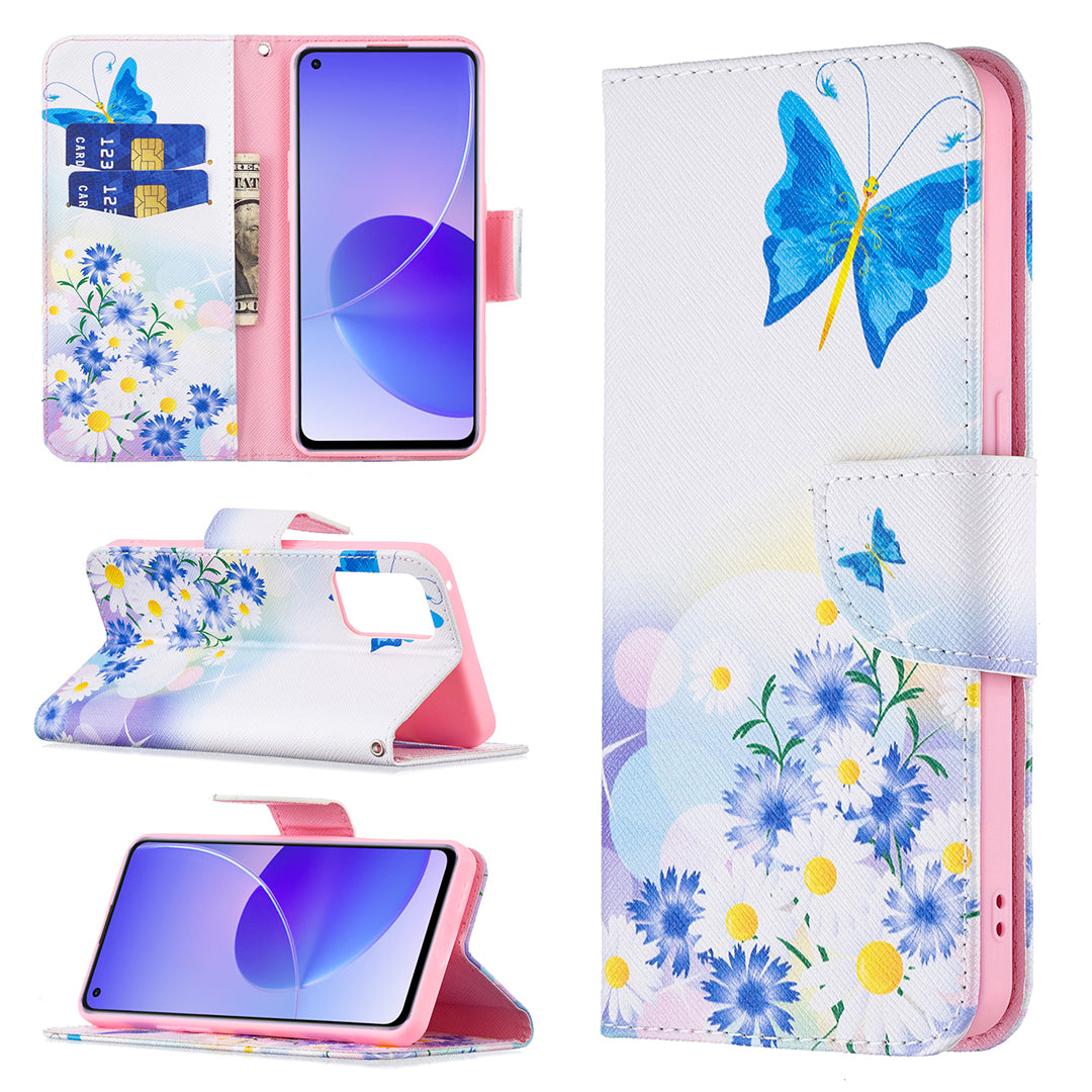 Pattern Printing Drop-Resistant Magnetic Leather Wallet Case with Stand for Oppo Reno6 5G