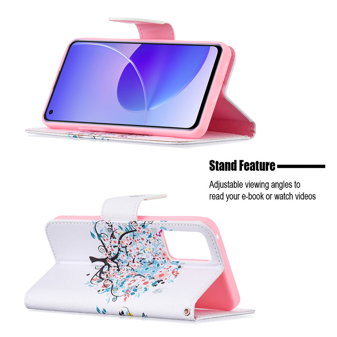 Pattern Printing Drop-Resistant Magnetic Leather Wallet Case with Stand for Oppo Reno6 5G