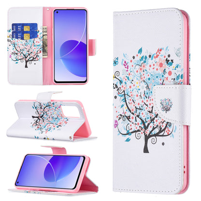 Pattern Printing Drop-Resistant Magnetic Leather Wallet Case with Stand for Oppo Reno6 5G