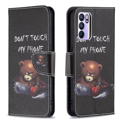 Pattern Printing Drop-Resistant Magnetic Leather Wallet Case with Stand for Oppo Reno6 5G