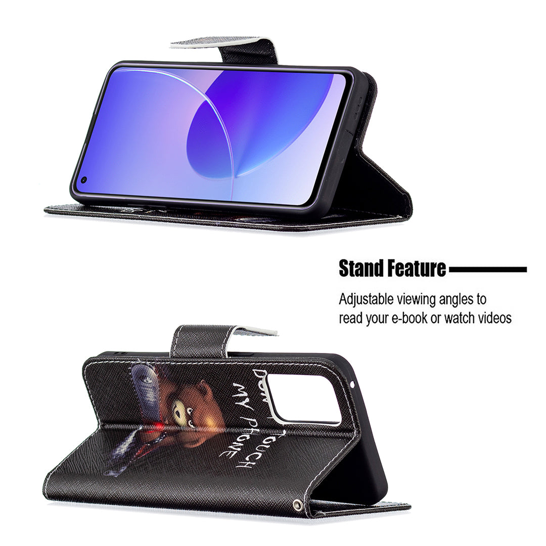 Pattern Printing Drop-Resistant Magnetic Leather Wallet Case with Stand for Oppo Reno6 5G