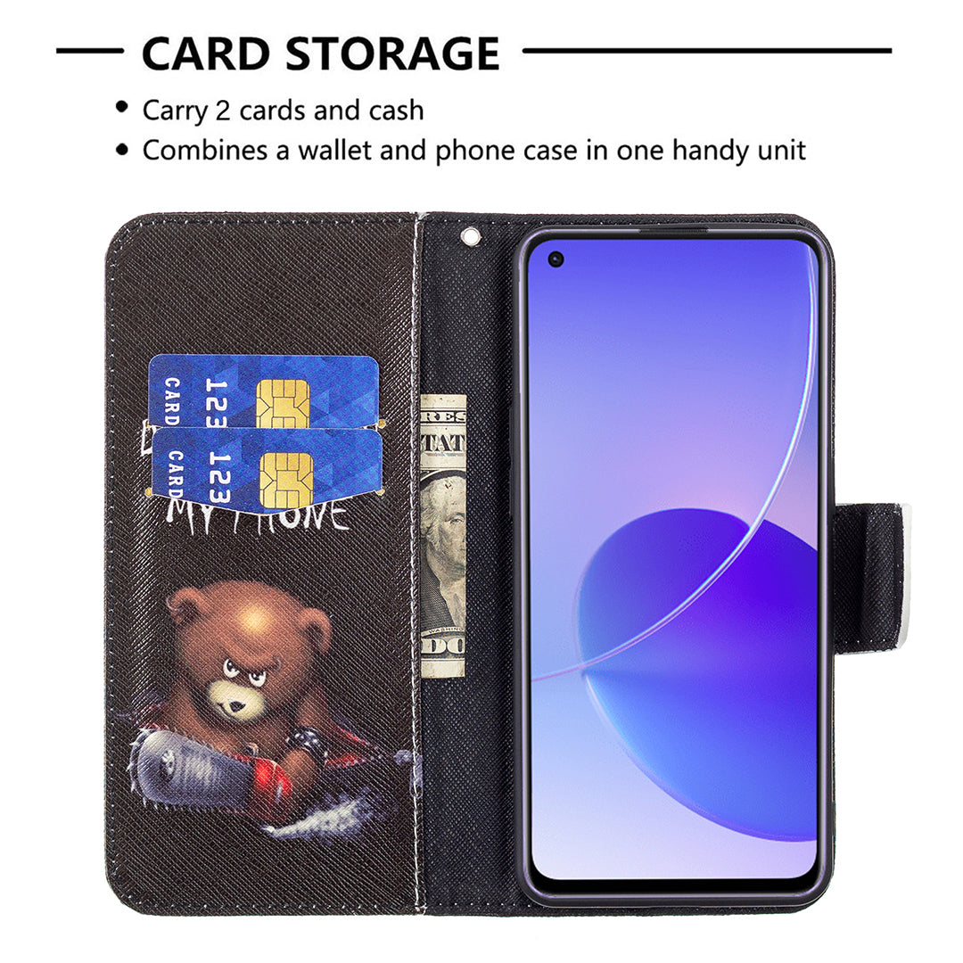 Pattern Printing Drop-Resistant Magnetic Leather Wallet Case with Stand for Oppo Reno6 5G