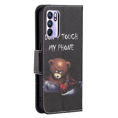 Pattern Printing Drop-Resistant Magnetic Leather Wallet Case with Stand for Oppo Reno6 5G