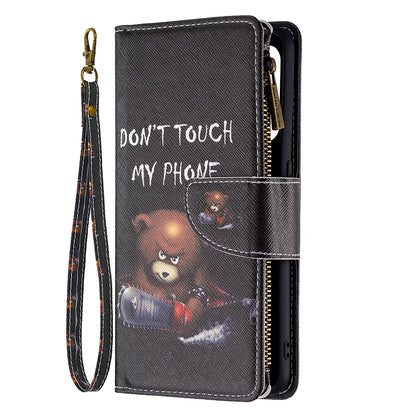 Dual-Sided Magnetic Clasp Zippered Wallet Design BF03 Leather Stand Phone Cover with Vivid Pattern Printing for Oppo Reno5 Z 5G/F19 Pro+ 5G/A94 5G