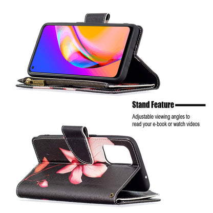 Dual-Sided Magnetic Clasp Zippered Wallet Design BF03 Leather Stand Phone Cover with Vivid Pattern Printing for Oppo Reno5 Z 5G/F19 Pro+ 5G/A94 5G