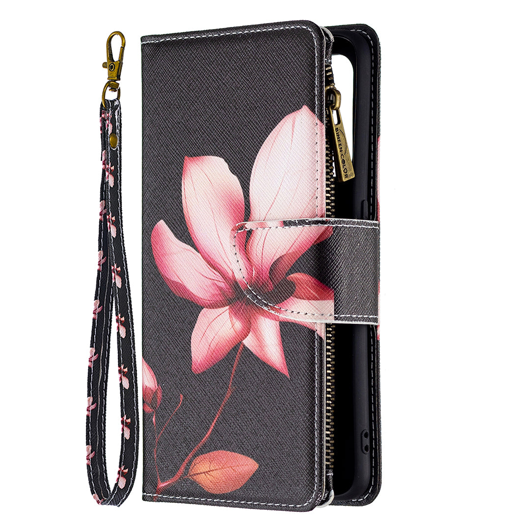 Dual-Sided Magnetic Clasp Zippered Wallet Design BF03 Leather Stand Phone Cover with Vivid Pattern Printing for Oppo Reno5 Z 5G/F19 Pro+ 5G/A94 5G