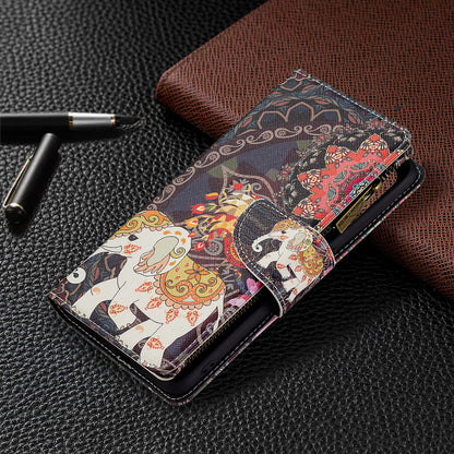 Dual-Sided Magnetic Clasp Zippered Wallet Design BF03 Leather Stand Phone Cover with Vivid Pattern Printing for Oppo Reno5 Z 5G/F19 Pro+ 5G/A94 5G