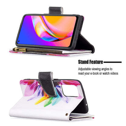 Dual-Sided Magnetic Clasp Zippered Wallet Design BF03 Leather Stand Phone Cover with Vivid Pattern Printing for Oppo Reno5 Z 5G/F19 Pro+ 5G/A94 5G