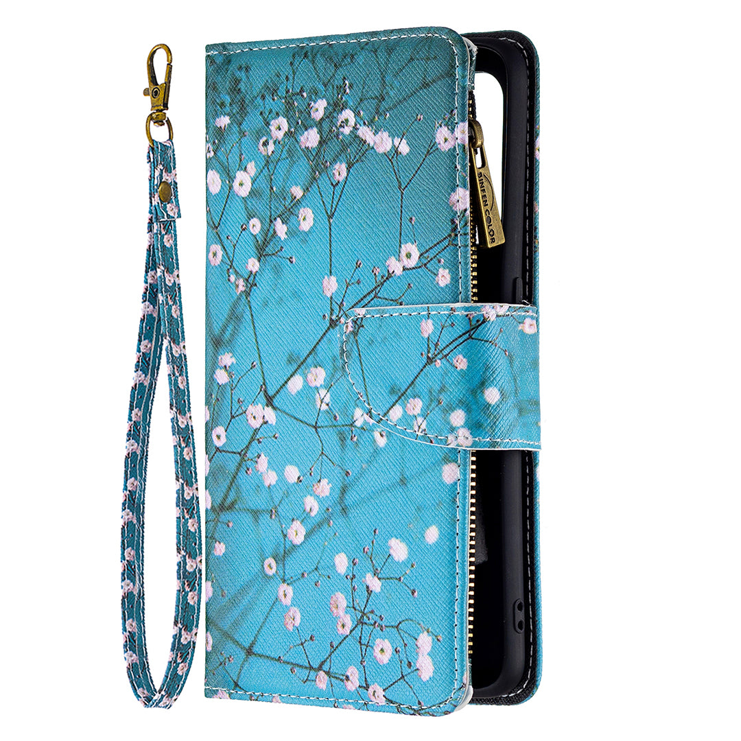 Dual-Sided Magnetic Clasp Zippered Wallet Design BF03 Leather Stand Phone Cover with Vivid Pattern Printing for Oppo Reno5 Z 5G/F19 Pro+ 5G/A94 5G