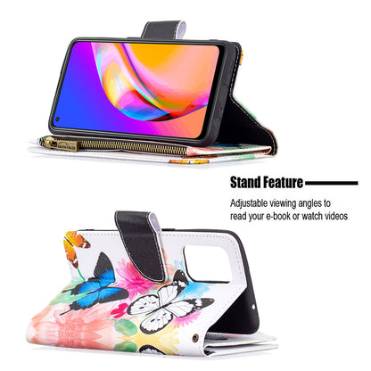 Dual-Sided Magnetic Clasp Zippered Wallet Design BF03 Leather Stand Phone Cover with Vivid Pattern Printing for Oppo Reno5 Z 5G/F19 Pro+ 5G/A94 5G