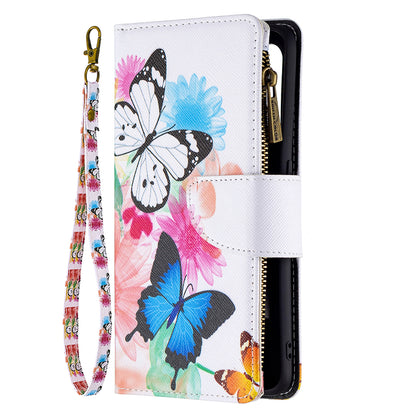 Dual-Sided Magnetic Clasp Zippered Wallet Design BF03 Leather Stand Phone Cover with Vivid Pattern Printing for Oppo Reno5 Z 5G/F19 Pro+ 5G/A94 5G