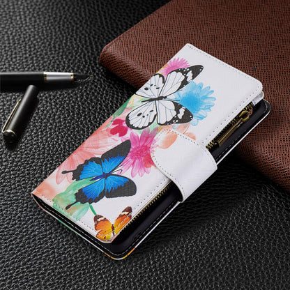 Dual-Sided Magnetic Clasp Zippered Wallet Design BF03 Leather Stand Phone Cover with Vivid Pattern Printing for Oppo Reno5 Z 5G/F19 Pro+ 5G/A94 5G