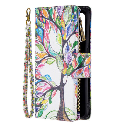 Dual-Sided Magnetic Clasp Zippered Wallet Design BF03 Leather Stand Phone Cover with Vivid Pattern Printing for Oppo Reno5 Z 5G/F19 Pro+ 5G/A94 5G