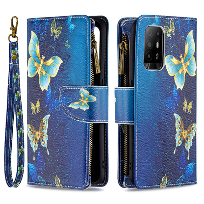 Dual-Sided Magnetic Clasp Zippered Wallet Design BF03 Leather Stand Phone Cover with Vivid Pattern Printing for Oppo Reno5 Z 5G/F19 Pro+ 5G/A94 5G