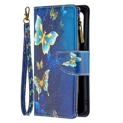 Dual-Sided Magnetic Clasp Zippered Wallet Design BF03 Leather Stand Phone Cover with Vivid Pattern Printing for Oppo Reno5 Z 5G/F19 Pro+ 5G/A94 5G