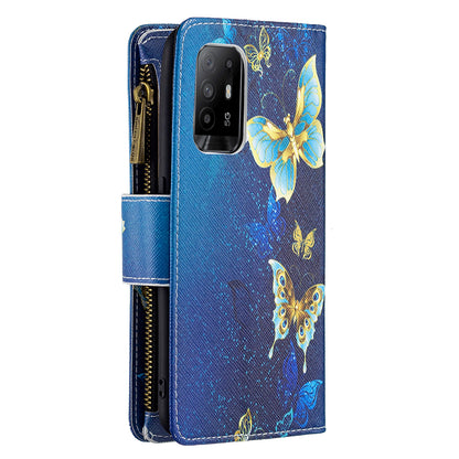 Dual-Sided Magnetic Clasp Zippered Wallet Design BF03 Leather Stand Phone Cover with Vivid Pattern Printing for Oppo Reno5 Z 5G/F19 Pro+ 5G/A94 5G