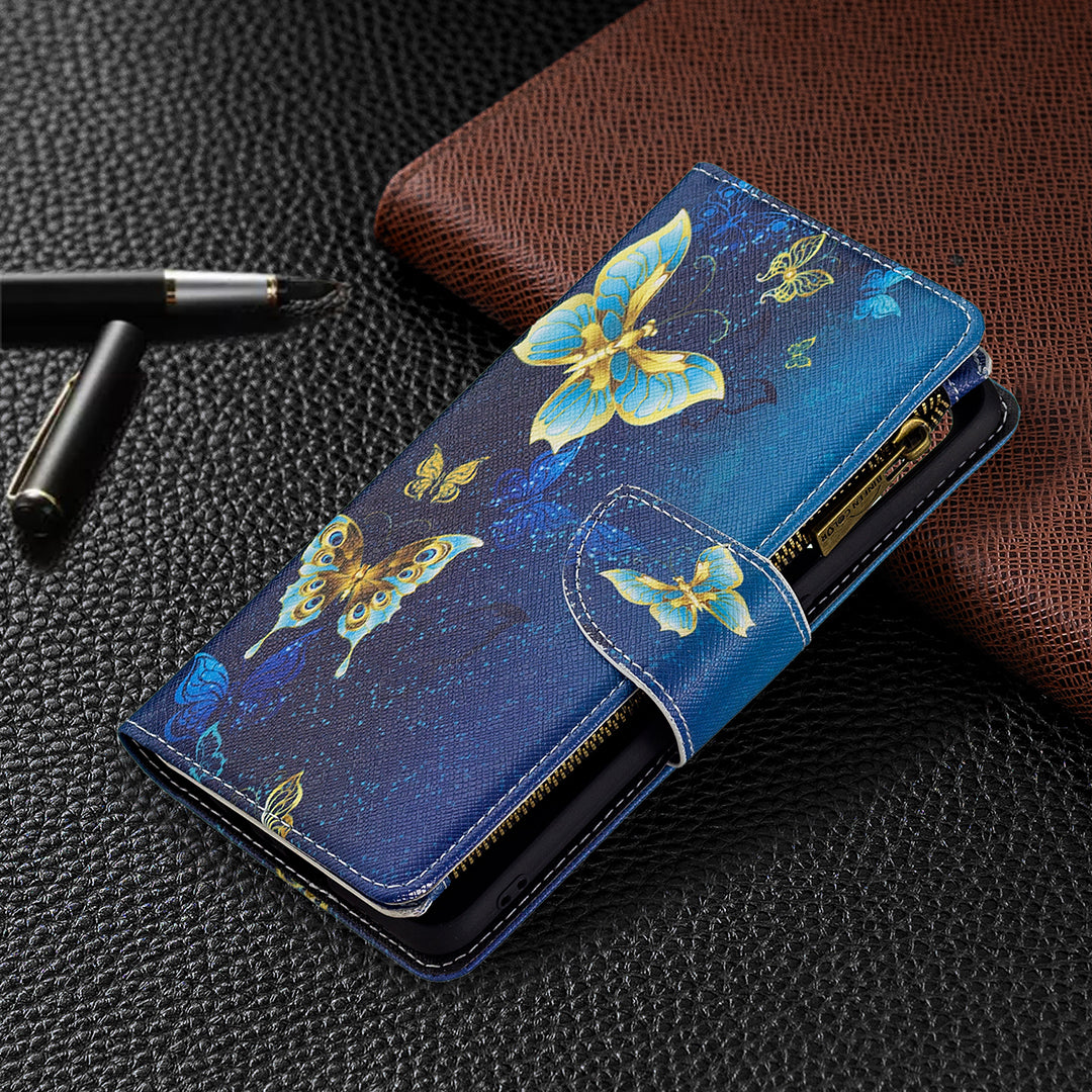 Dual-Sided Magnetic Clasp Zippered Wallet Design BF03 Leather Stand Phone Cover with Vivid Pattern Printing for Oppo Reno5 Z 5G/F19 Pro+ 5G/A94 5G