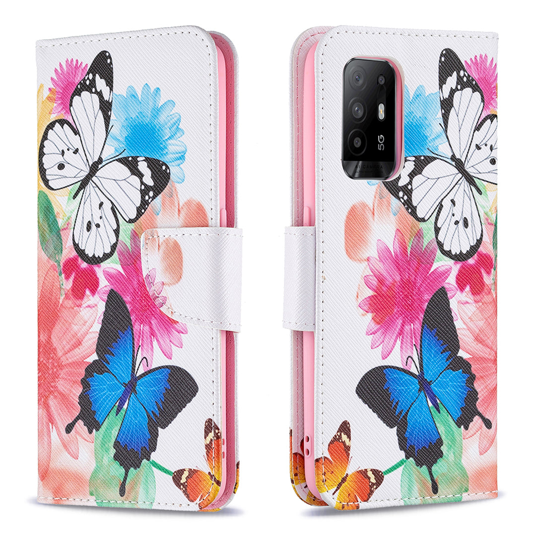 Magnetic Closure Wallet Pattern Printing Leather Stand Case for Oppo A94 5G/F19 Pro+ 5G/Reno5 Z 5G