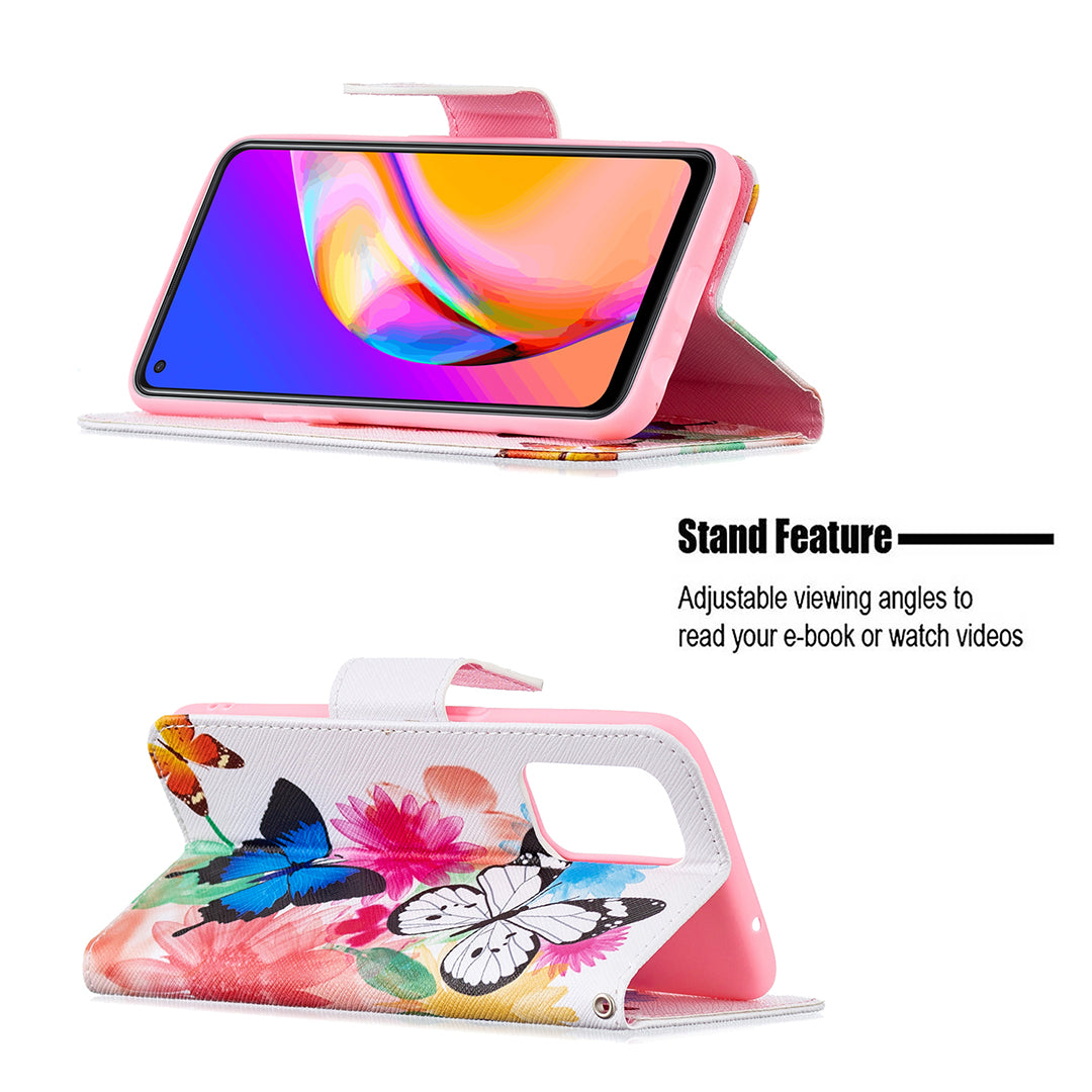 Magnetic Closure Wallet Pattern Printing Leather Stand Case for Oppo A94 5G/F19 Pro+ 5G/Reno5 Z 5G