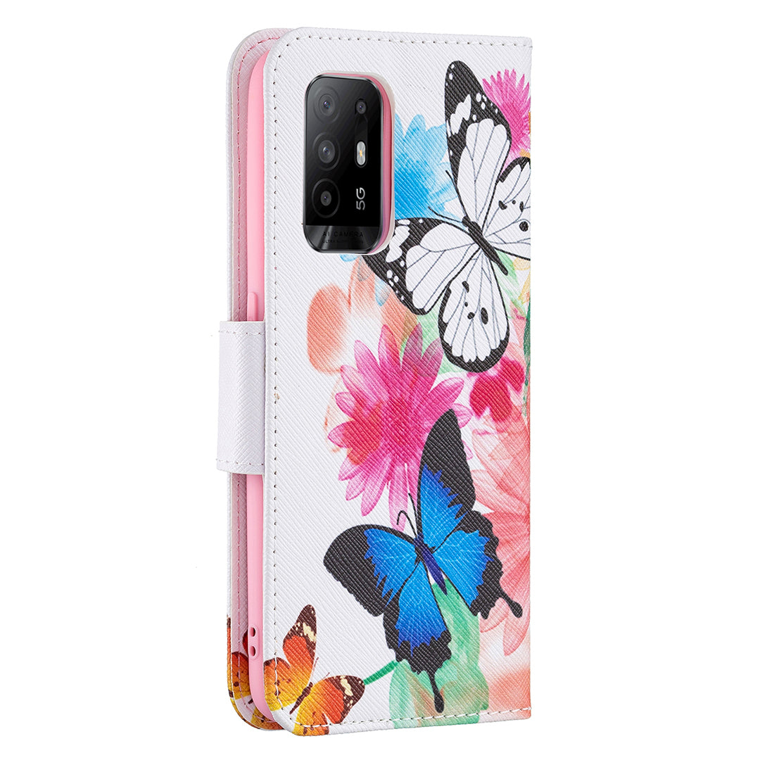 Magnetic Closure Wallet Pattern Printing Leather Stand Case for Oppo A94 5G/F19 Pro+ 5G/Reno5 Z 5G