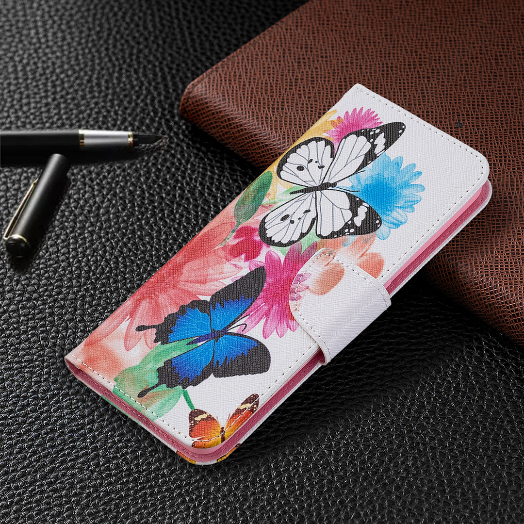 Magnetic Closure Wallet Pattern Printing Leather Stand Case for Oppo A94 5G/F19 Pro+ 5G/Reno5 Z 5G