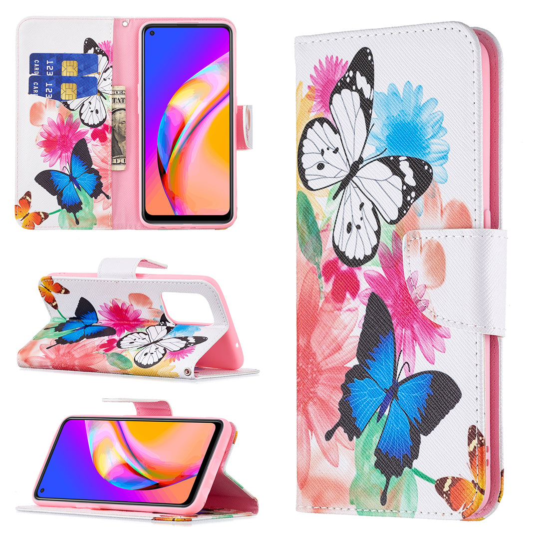 Magnetic Closure Wallet Pattern Printing Leather Stand Case for Oppo A94 5G/F19 Pro+ 5G/Reno5 Z 5G