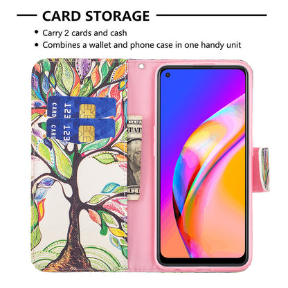 Magnetic Closure Wallet Pattern Printing Leather Stand Case for Oppo A94 5G/F19 Pro+ 5G/Reno5 Z 5G