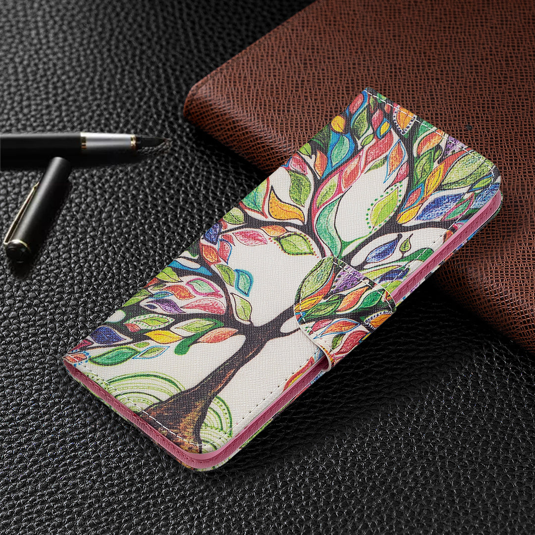 Magnetic Closure Wallet Pattern Printing Leather Stand Case for Oppo A94 5G/F19 Pro+ 5G/Reno5 Z 5G