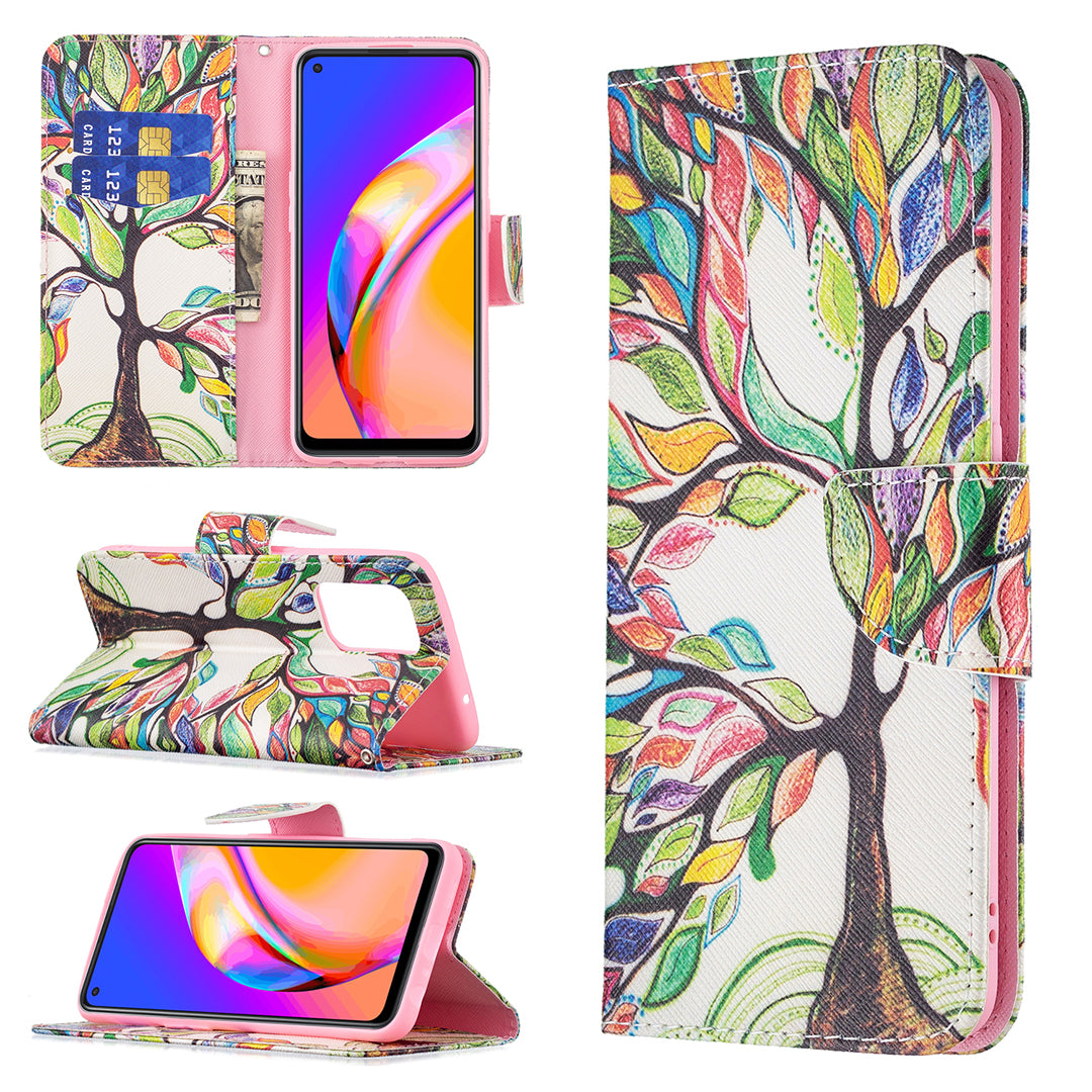 Magnetic Closure Wallet Pattern Printing Leather Stand Case for Oppo A94 5G/F19 Pro+ 5G/Reno5 Z 5G