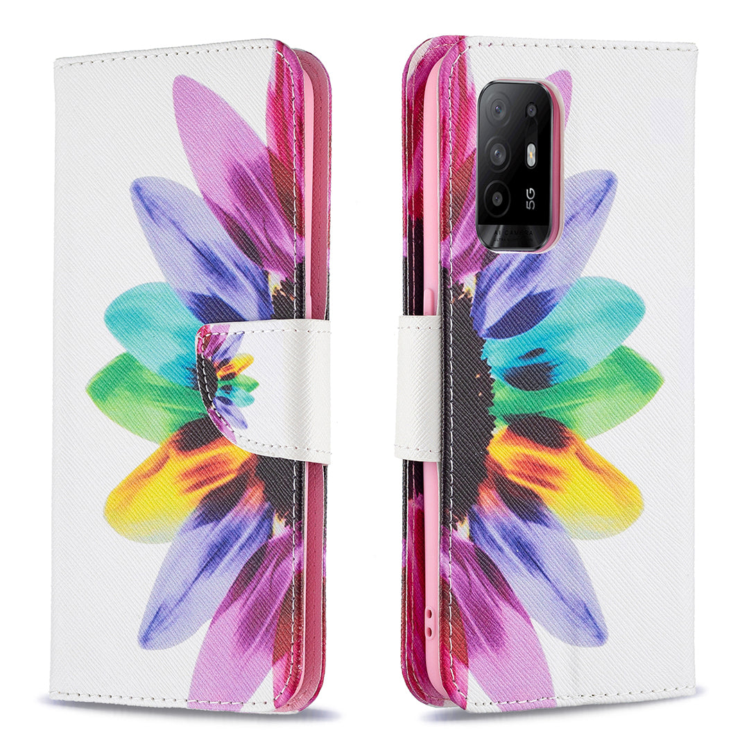 Magnetic Closure Wallet Pattern Printing Leather Stand Case for Oppo A94 5G/F19 Pro+ 5G/Reno5 Z 5G