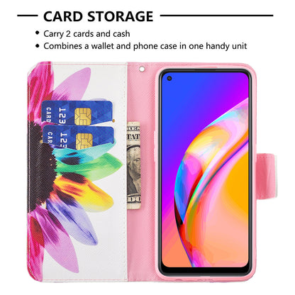 Magnetic Closure Wallet Pattern Printing Leather Stand Case for Oppo A94 5G/F19 Pro+ 5G/Reno5 Z 5G