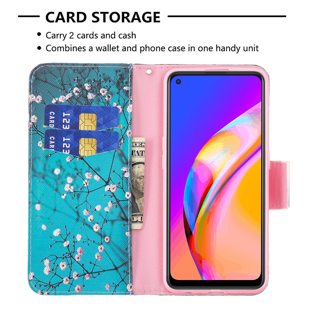 Magnetic Closure Wallet Pattern Printing Leather Stand Case for Oppo A94 5G/F19 Pro+ 5G/Reno5 Z 5G